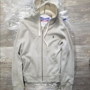 Polo hoodie L gray gently used retail $125
